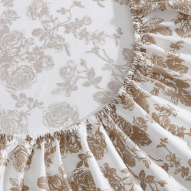 Betsey Johnson queen bed sheets Garden Toile Brown pillowcases highlight easy-care design.