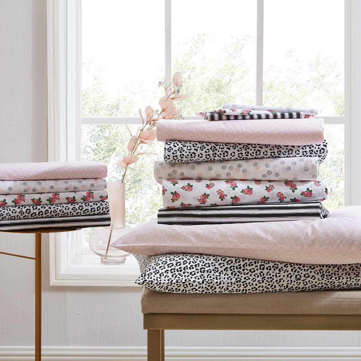 Betsey Johnson queen pillowcases included offer soft, breathable support.