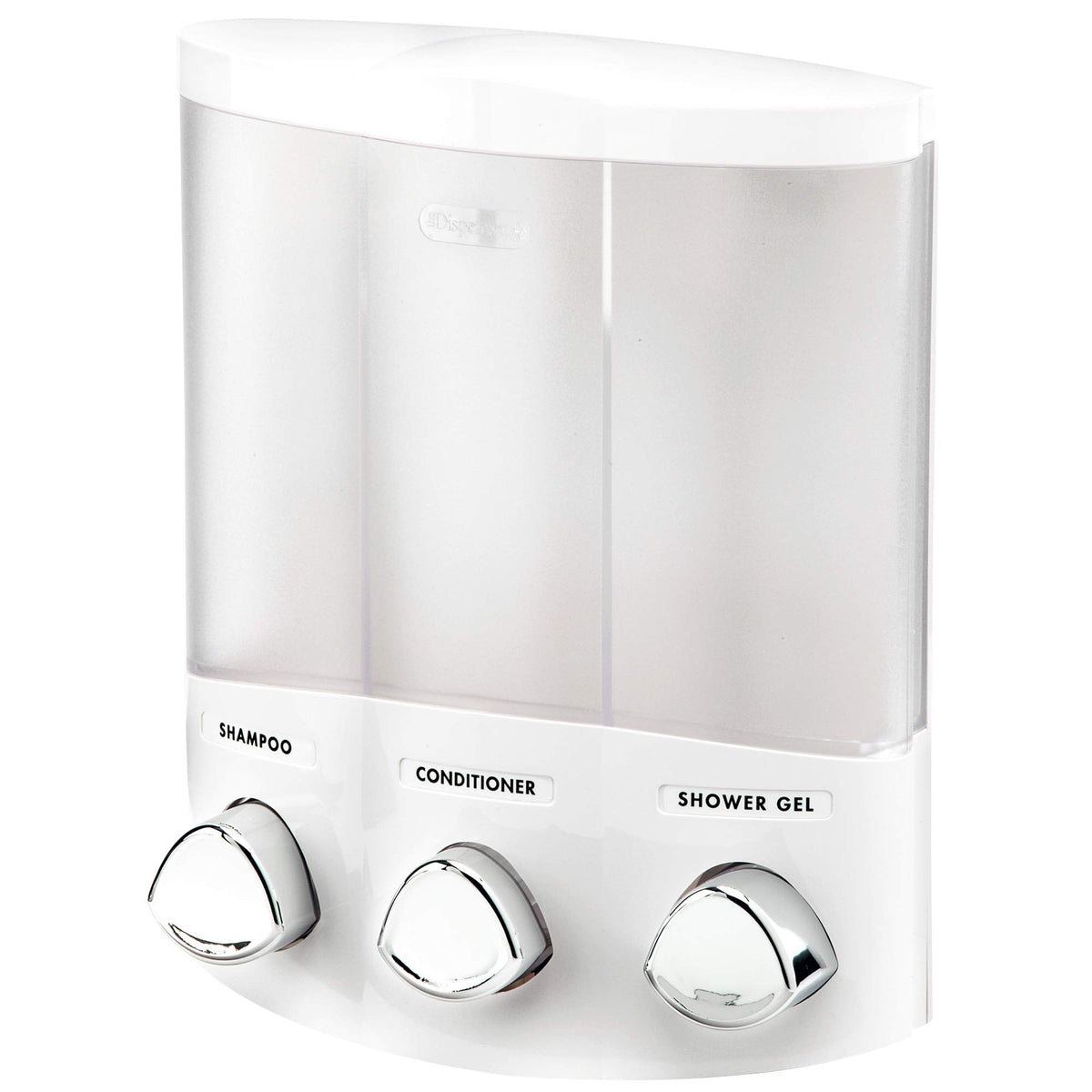 Better Living Euro Trio white corner mount maximizing niche space.