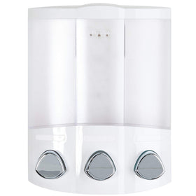 Better Living Euro Trio 3-Chamber Dispenser on wall for neat shower organization.