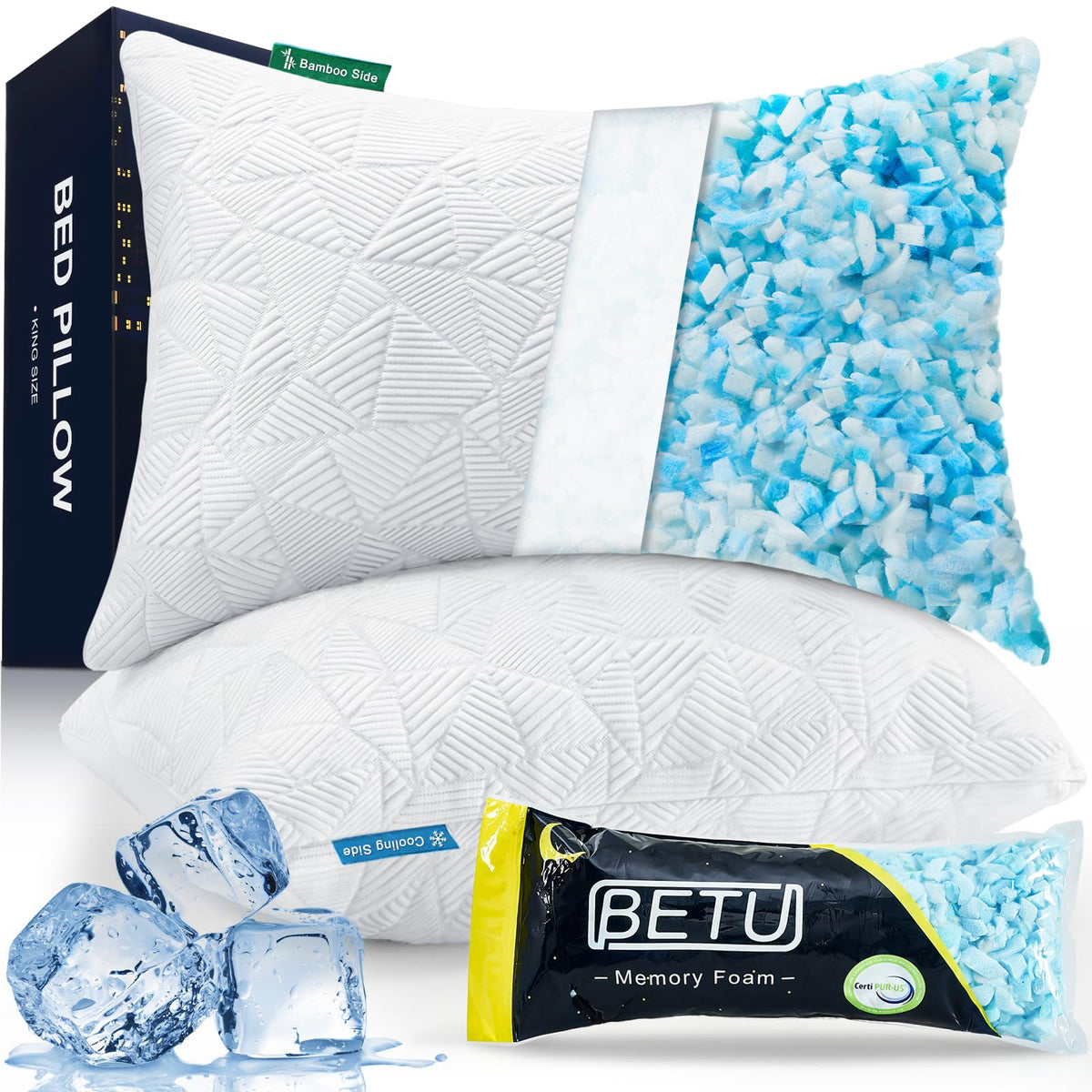 BETU cooling king-size pillow cover provides breathable comfort for hot sleepers.