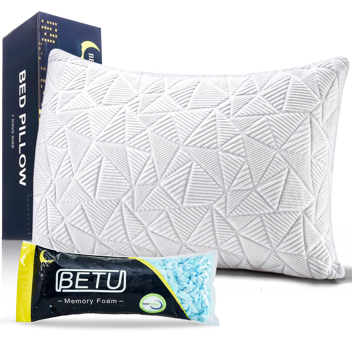 BETU cooling pillow queen size front view highlights the cooling surface for hot sleepers