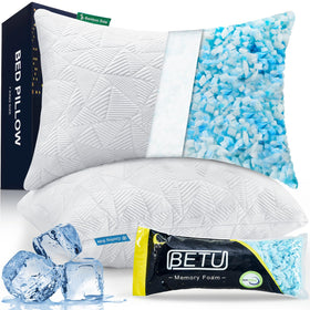 BETU cooling pillow top view with dual sided cooling cover for comfort