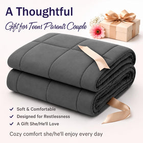 BETU grey weighted blanket suitable for home or travel use.
