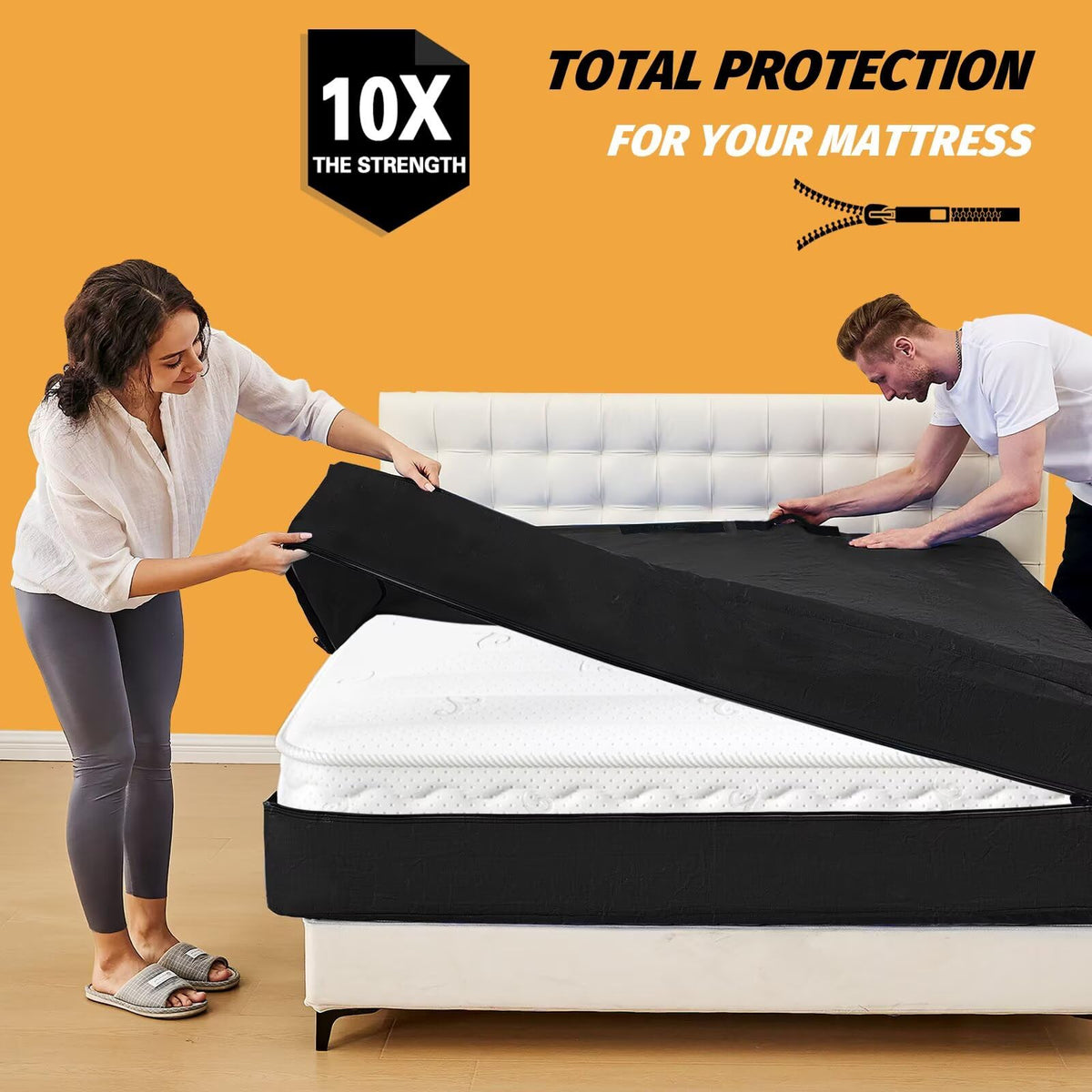 BETU mattress bags feature eight extra-large handles for easy lifting during moves.