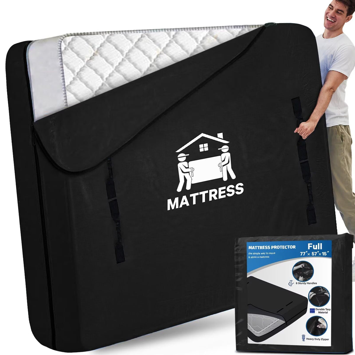 BETU mattress bags offer full-size coverage for moving and storage.