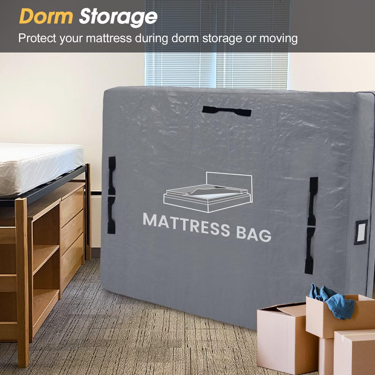 BETU twin XL bag with wide zipper for easy loading.