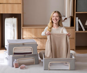 Beveetio 2-pack for versatile sorting of winter clothing across rooms.