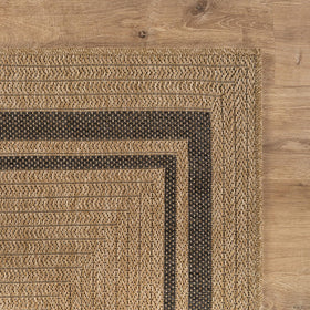 Beverly Rug Easy Jute Border Rug 5x7 in kitchen area with easy cleaning.