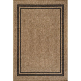Beverly Rug Easy Jute Border Rug 5x7 side view highlighting durable indoor-outdoor design.