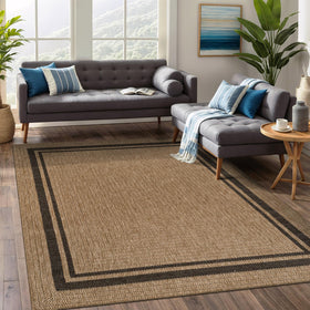 Beverly Rug Easy Jute Border Rug 5x7 in natural tones for living spaces.