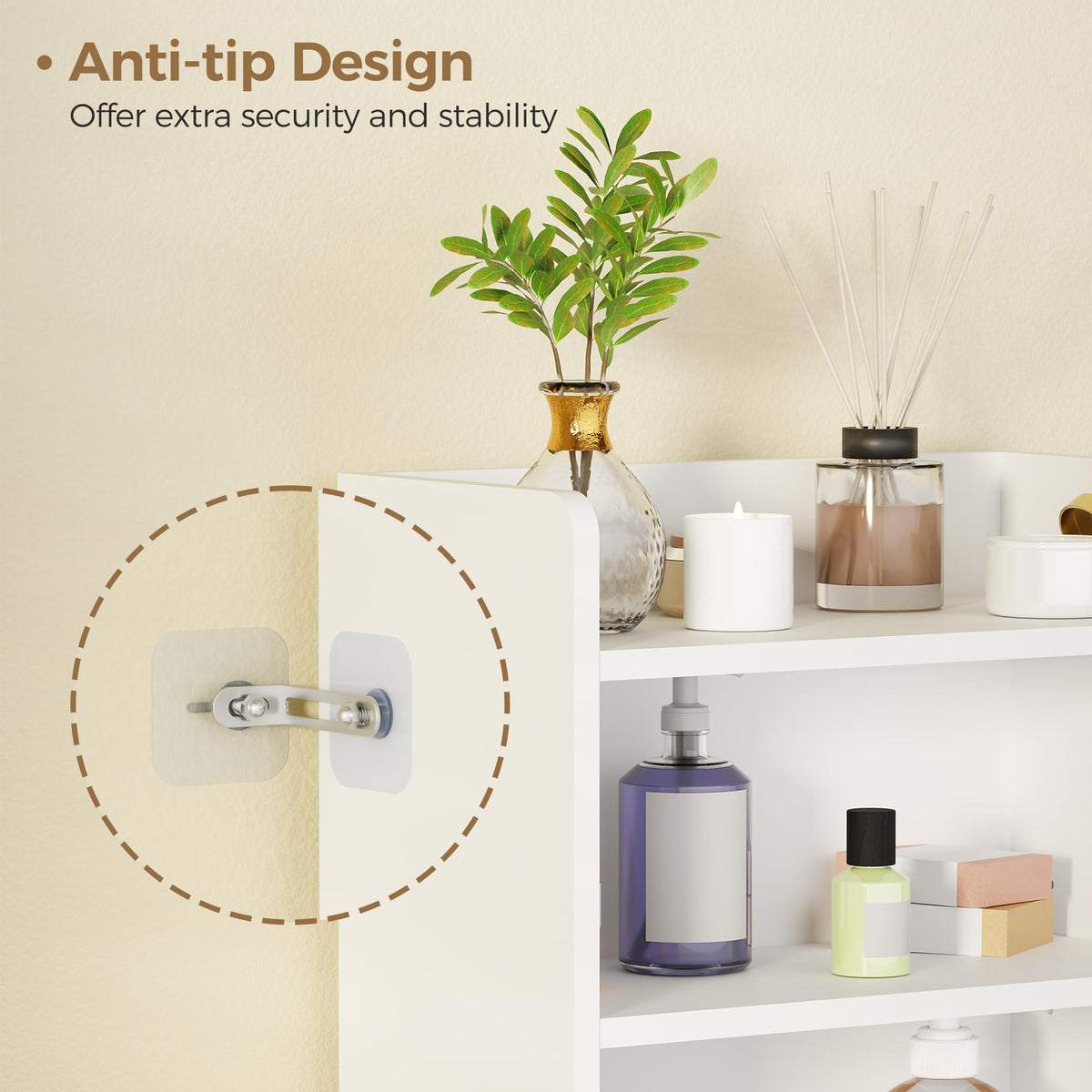 BEWISHOME bottom storage for spare toilet paper and essentials.