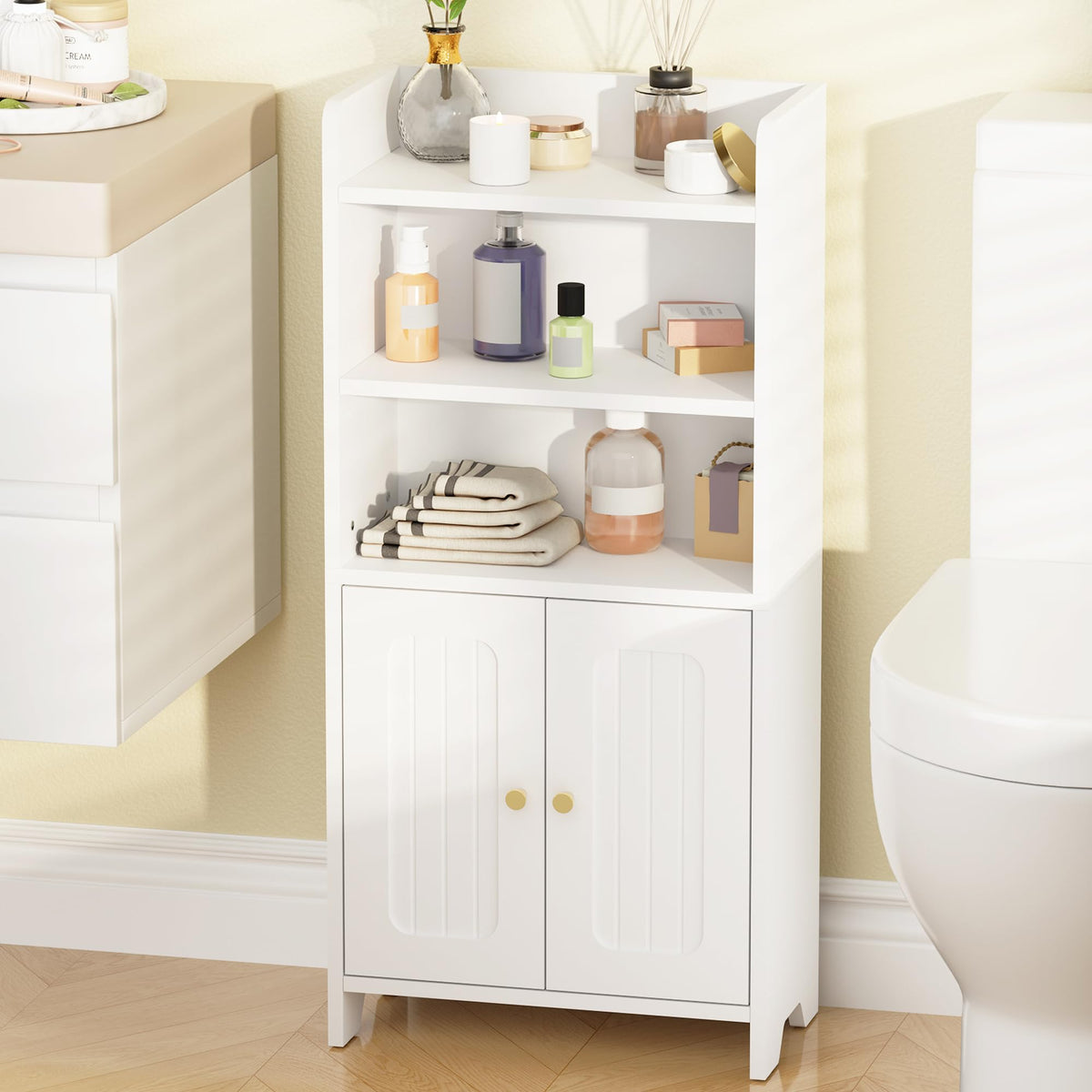 BEWISHOME bathroom storage cabinet, front view, compact design for small spaces.
