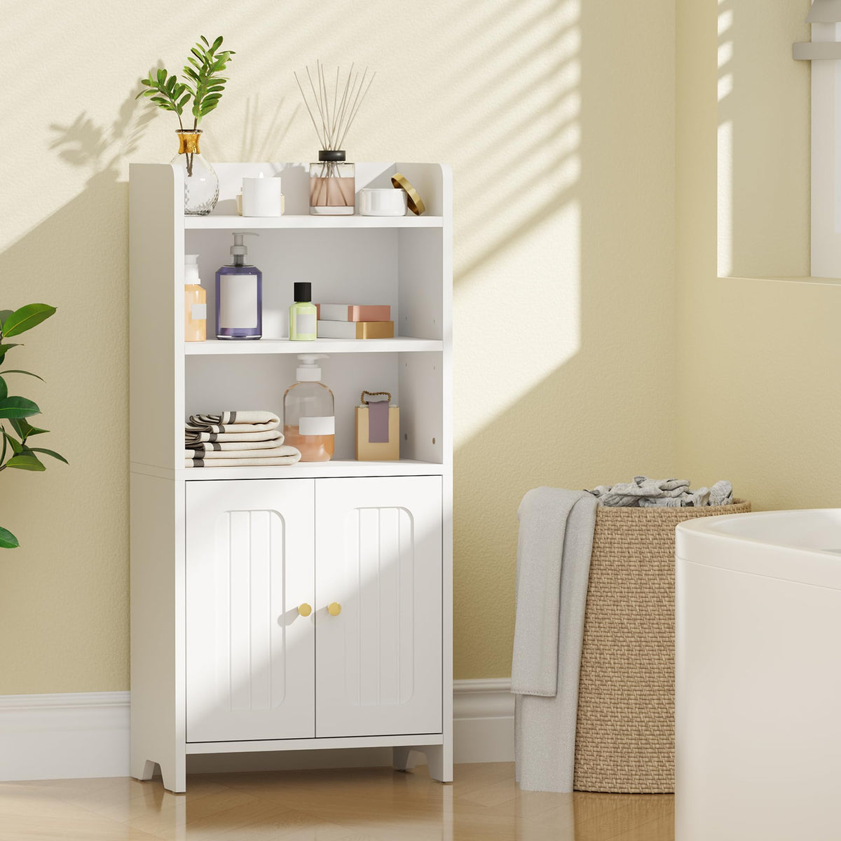 BEWISHOME top-shelf, semi-open area keeps daily items within easy reach.