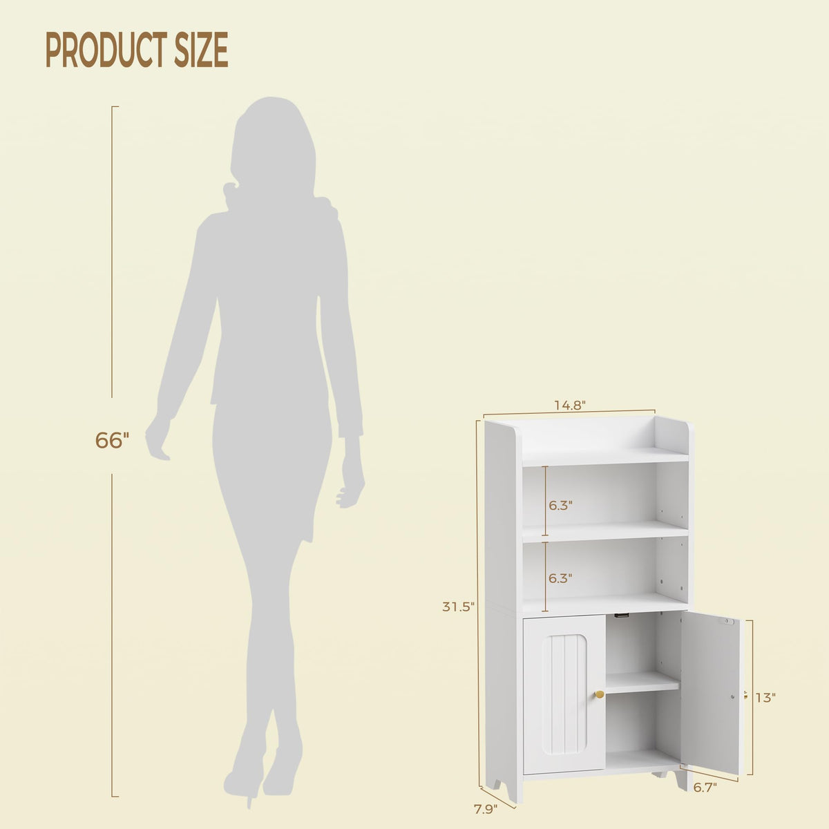 BEWISHOME narrow cabinet in corner, ideal for maximizing vertical storage.