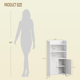 BEWISHOME narrow cabinet in corner, ideal for maximizing vertical storage.