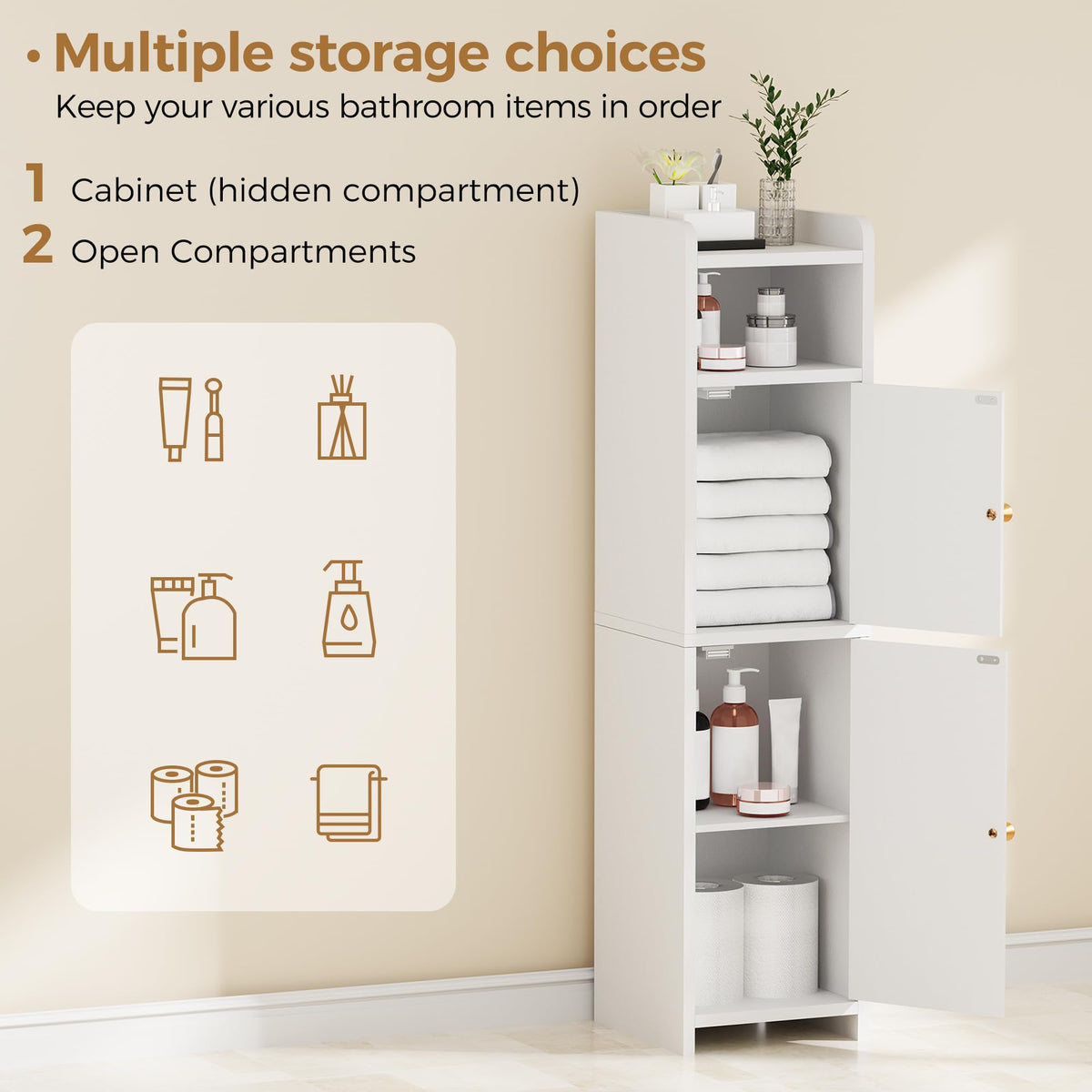 BEWISHOME anti tip design keeps items secure in busy bathrooms