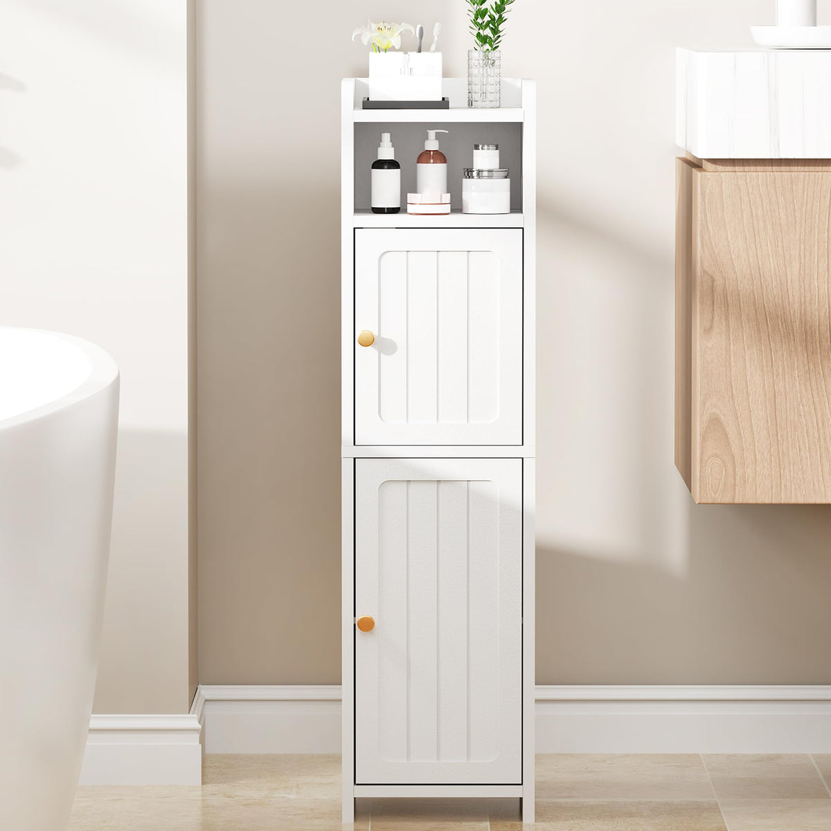 BEWISHOME cabinet with large storage space for toiletries and essentials