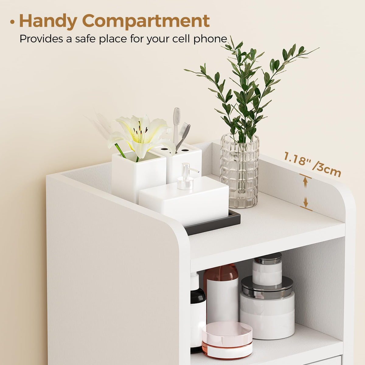 BEWISHOME versatile cabinet supports plants phones and toiletries
