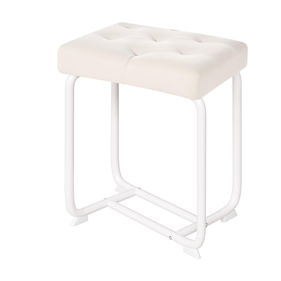 BEWISHOME white vanity chair with padded seat for comfortable grooming sessions.