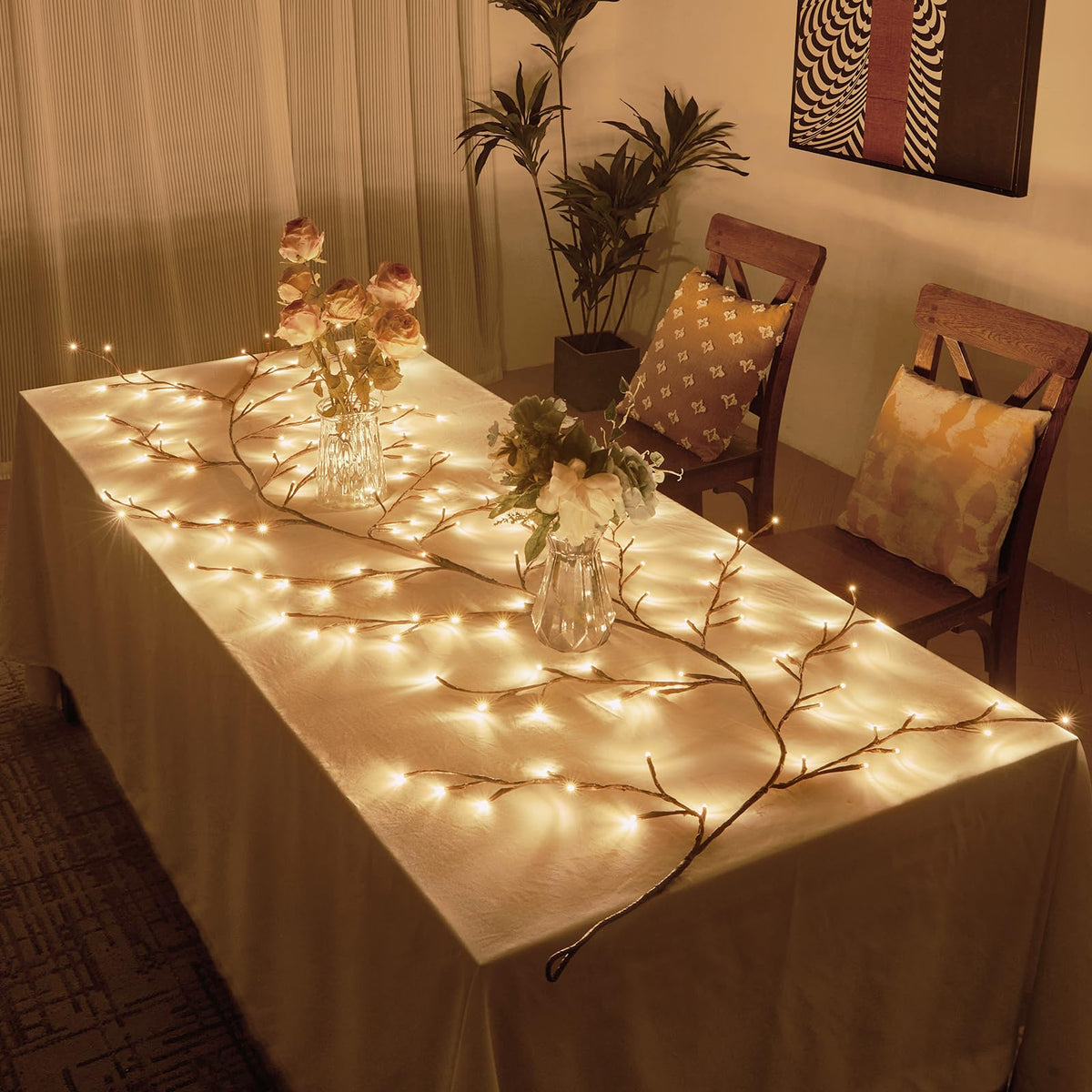 Eight lighting modes on the Bexdir willow vine lights