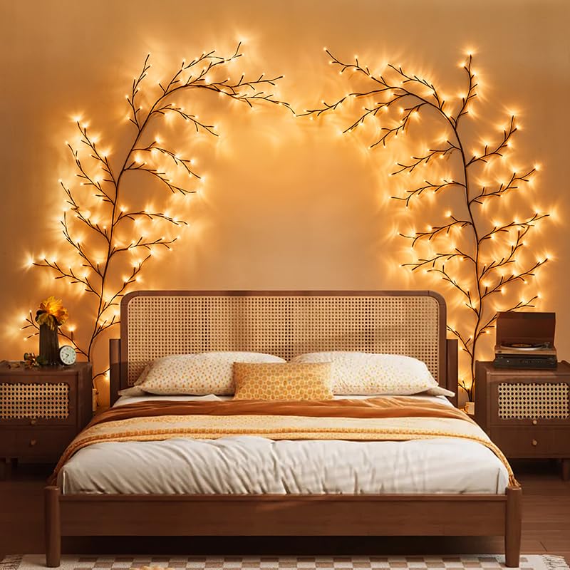 Bexdir Enchanted Willow Vine Lights illuminate walls with a cozy glow