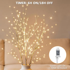 Bexdir lighted birch branches 33in twinkle detail showing gentle sparkles.