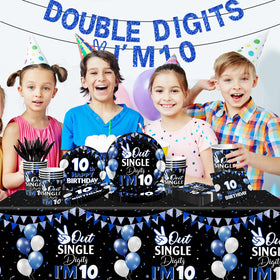Bezkega nine-inch plates support easy serving for a 10th birthday party.