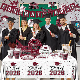 Bezkega graduation plates 9inch in maroon and white for sturdy meals.