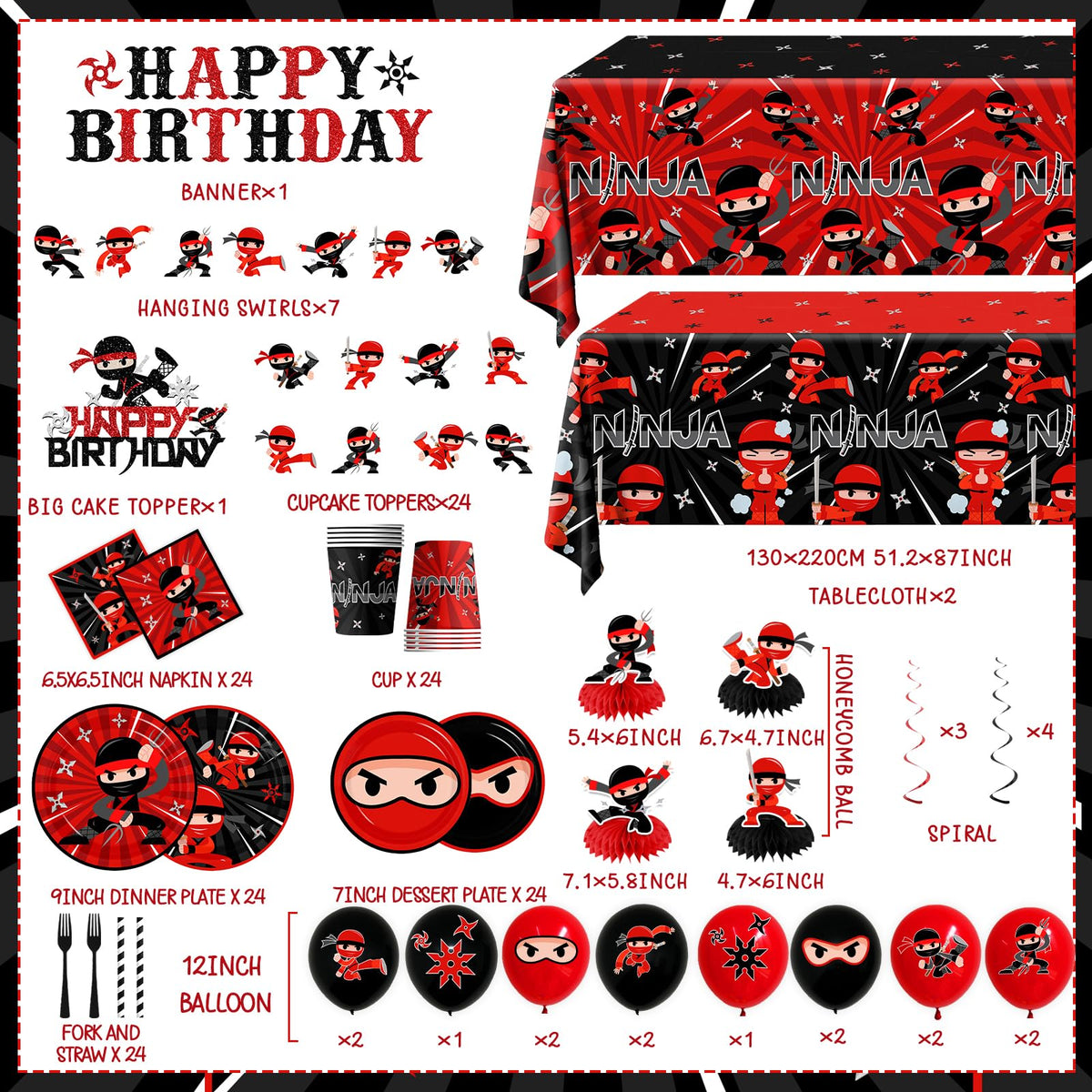 Bezkega ninja balloons create a vibrant party ambiance for ninjas.