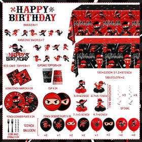 Bezkega ninja balloons create a vibrant party ambiance for ninjas.