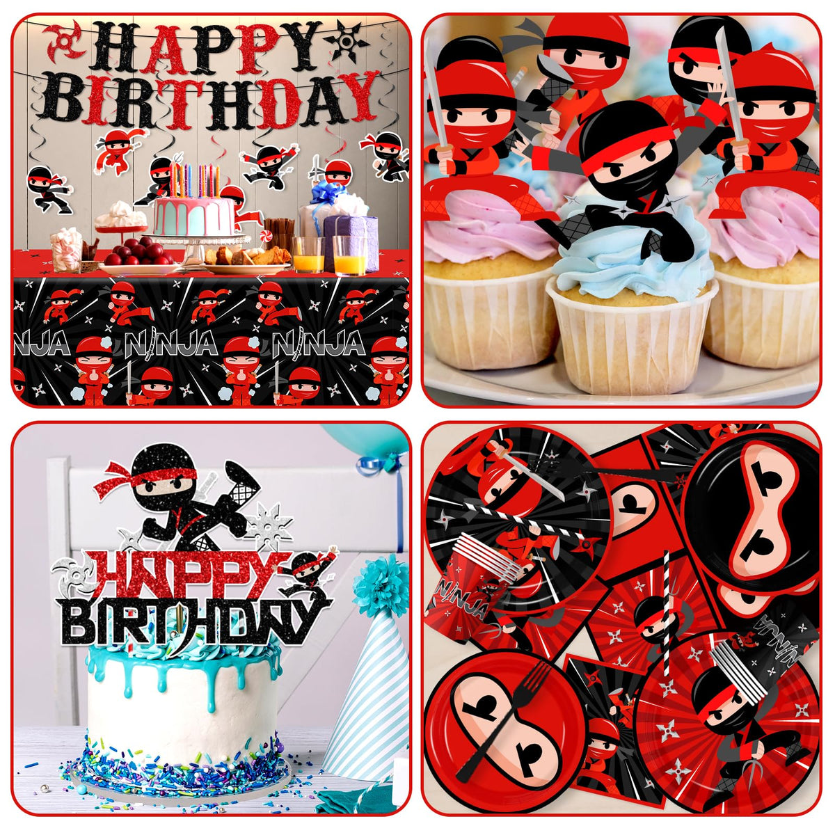 Bezkega ninja cake topper adds a festive focal point to the cake.