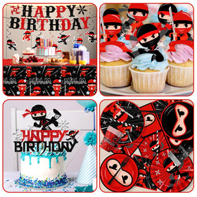 Bezkega ninja cake topper adds a festive focal point to the cake.