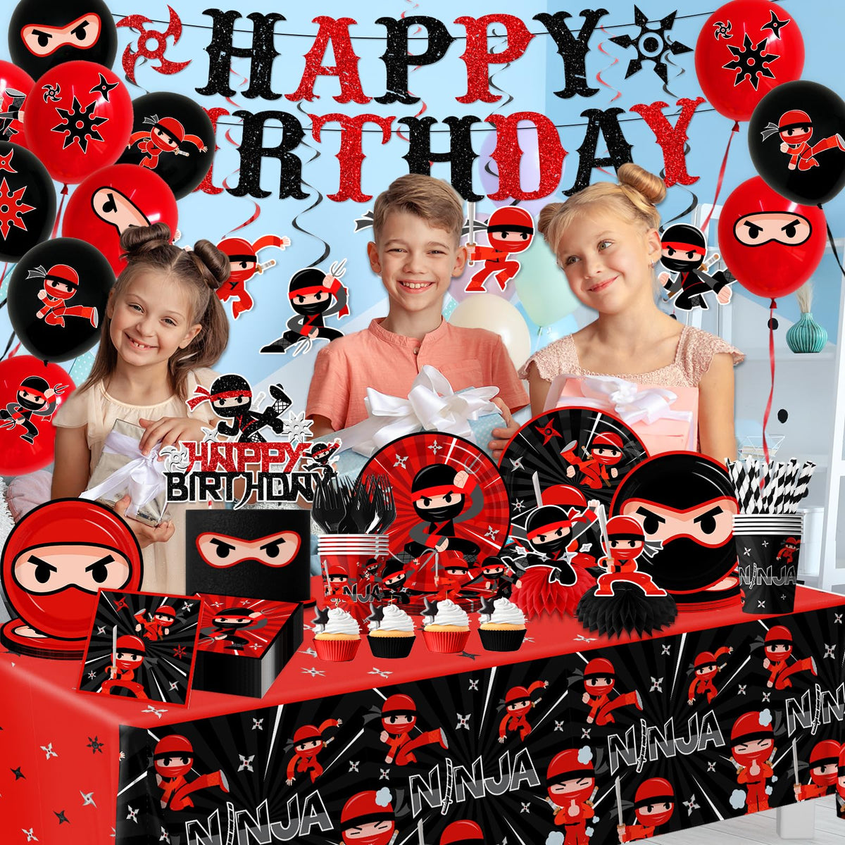 Bezkega ninja napkins simplify cleanup with colorful ninja-designs.