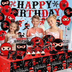 Bezkega ninja napkins simplify cleanup with colorful ninja-designs.