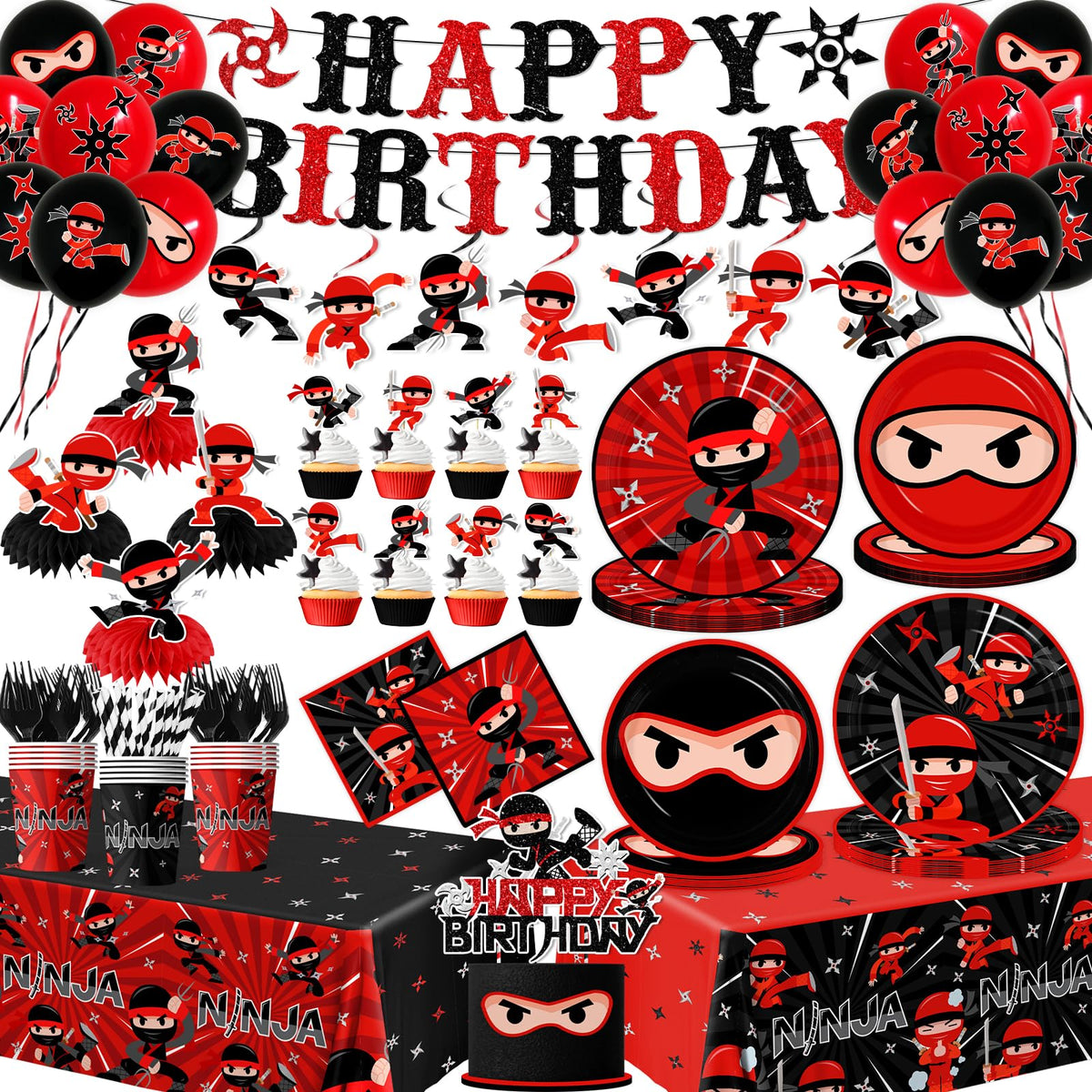 Bezkega ninja plates offer sturdy dinnerware for a kid-friendly party.