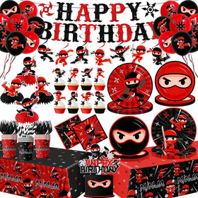 Bezkega ninja plates offer sturdy dinnerware for a kid-friendly party.