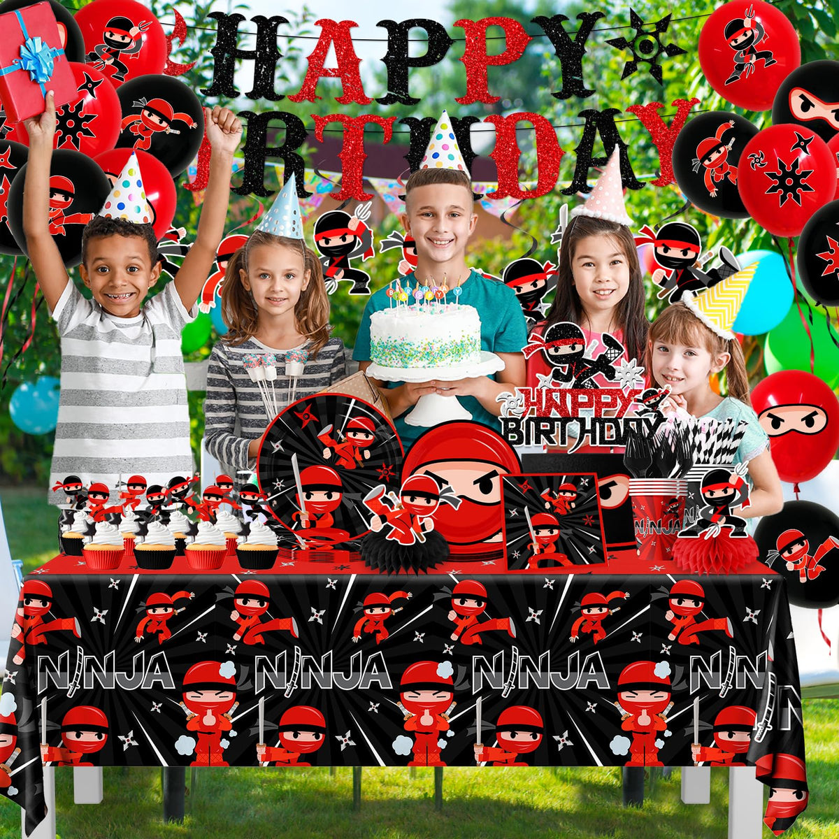 Bezkega ninja tablecloth protects surfaces with easy cleanup and bold visuals.