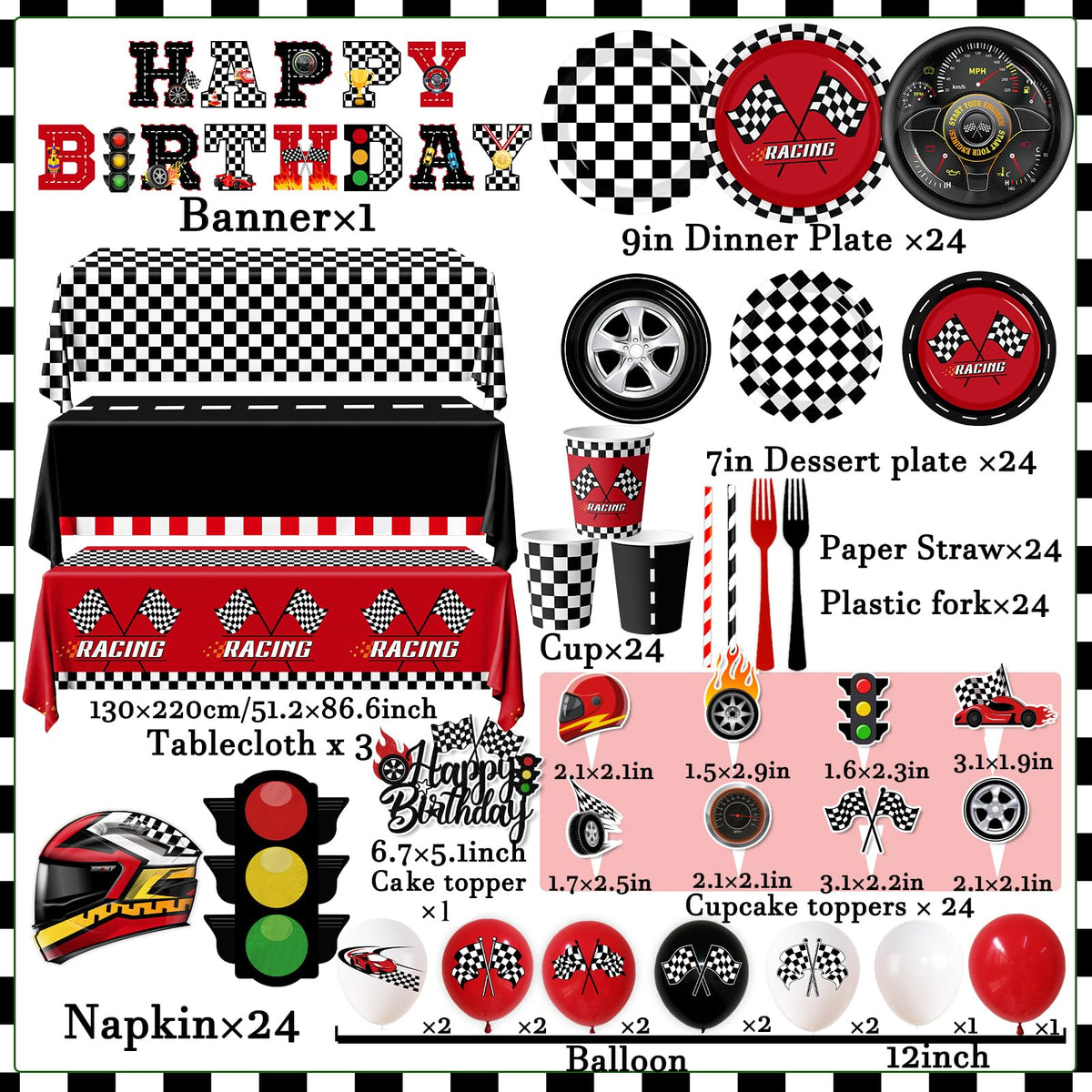 Bezkega race car balloons set creates a racing photo backdrop.