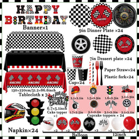 Bezkega race car balloons set creates a racing photo backdrop.