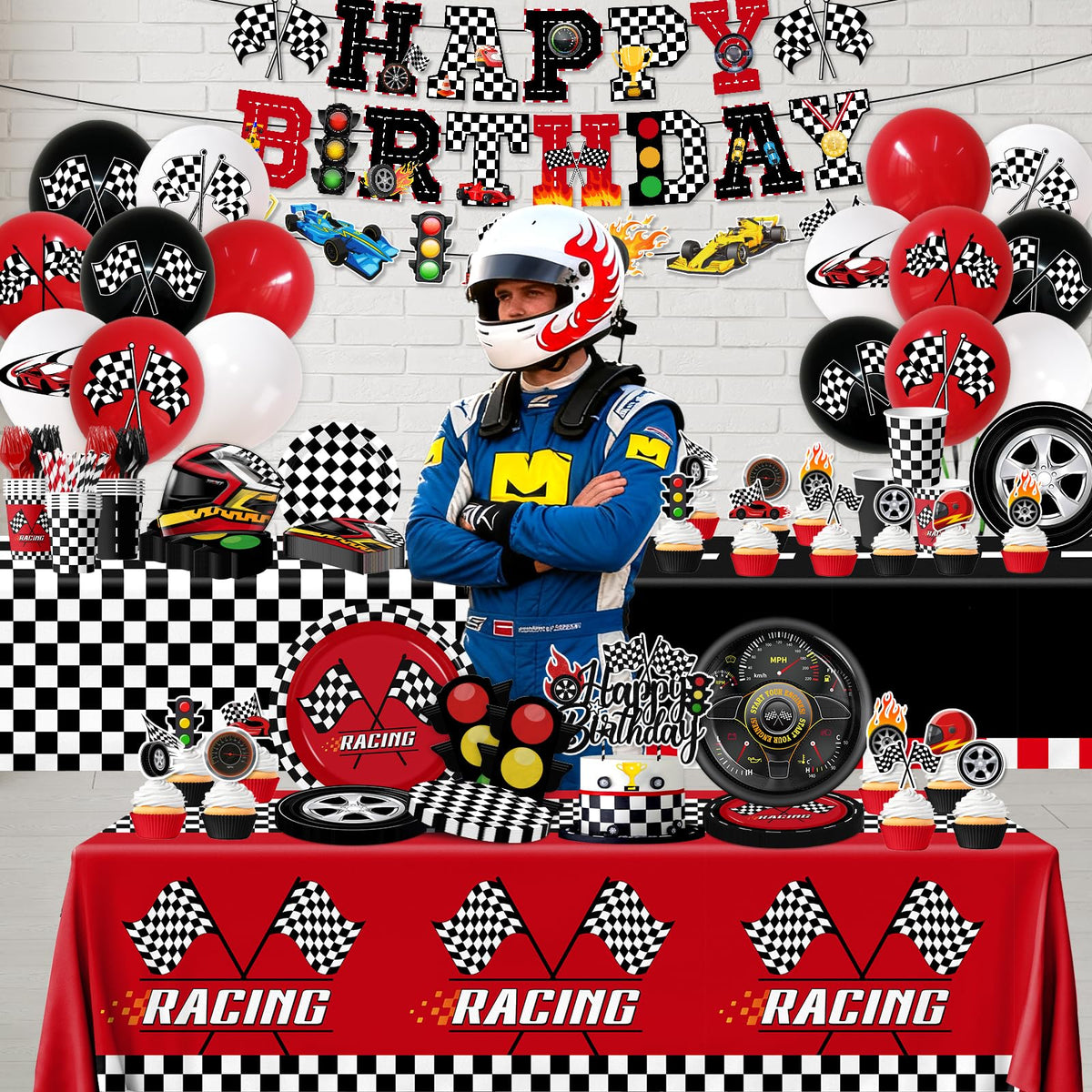 Bezkega race car dessert plates 7-inch add quick serving flair.