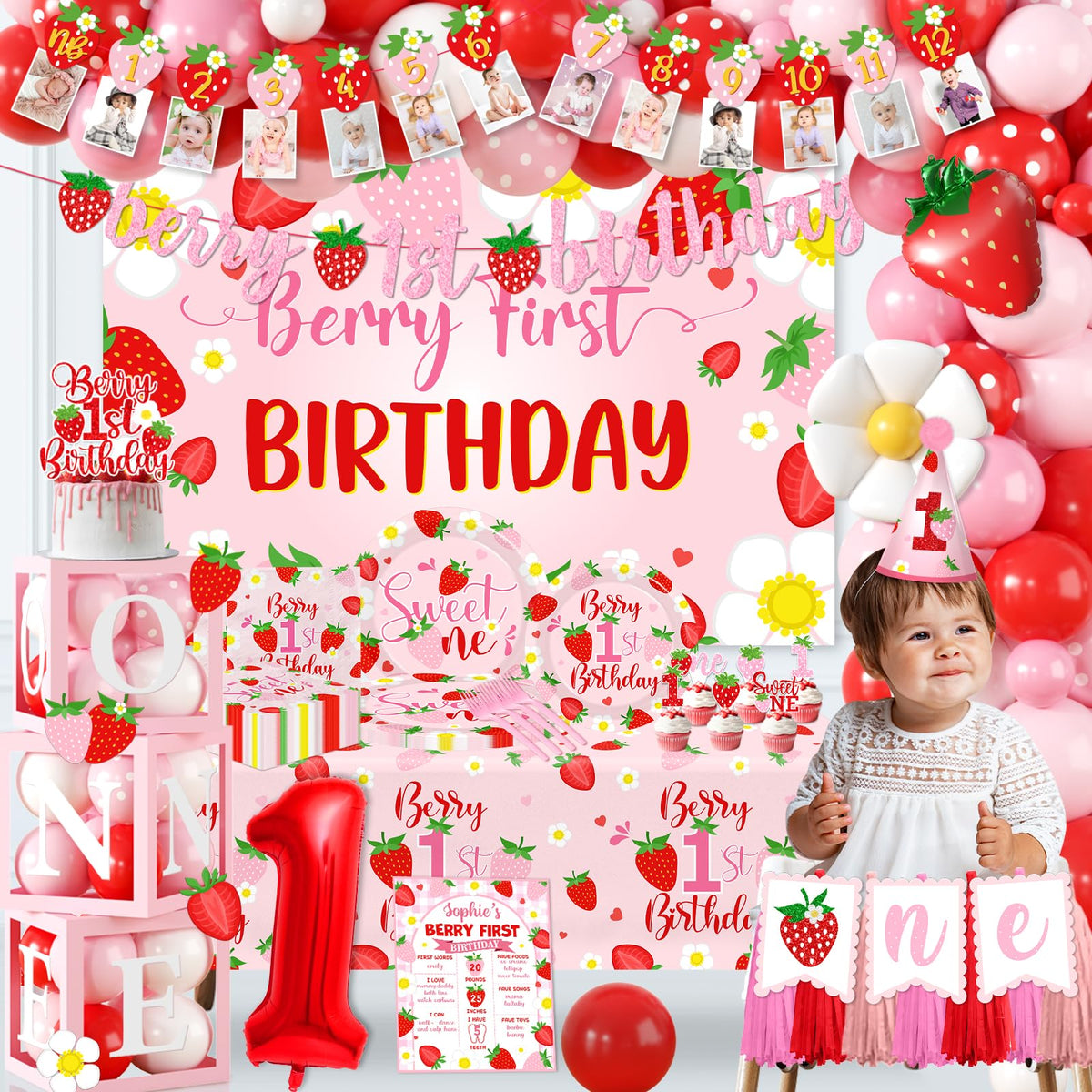 Bezkega strawberry monthly photo banner captures precious milestones beautifully.
