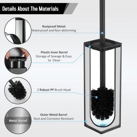 BGL freestanding brush in bathroom corner saves space and keeps cleaning tools tidy.