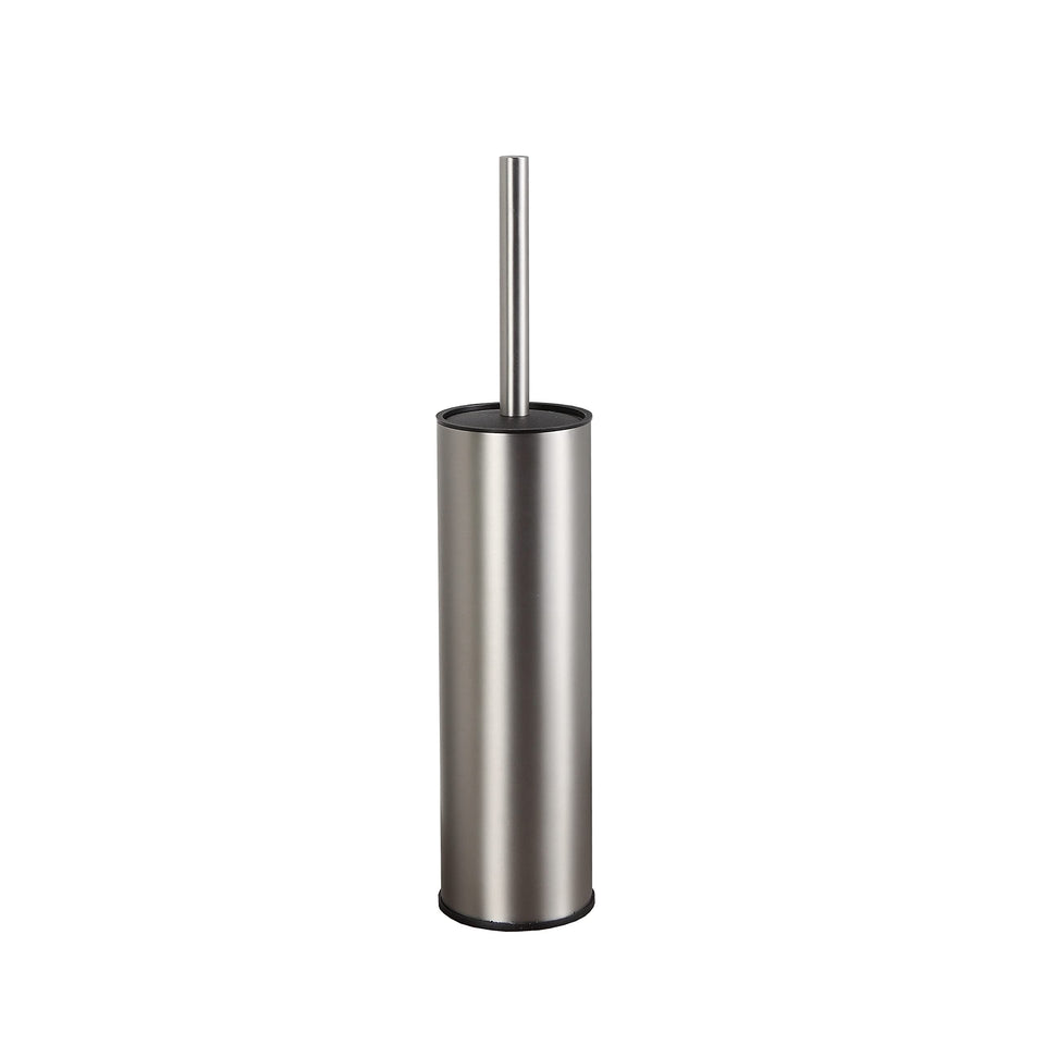 BGL toilet brush with brushed-nickel cover keeps hands clean during scrubbing