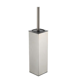BGL brushed nickel freestanding toilet brush and holder seen from the side for a neat bathroom look.