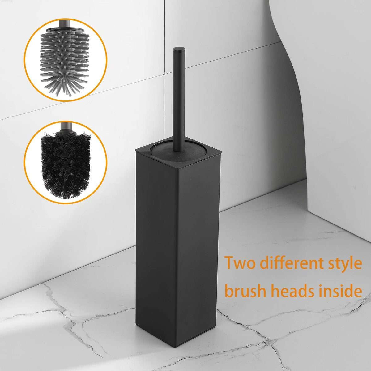 BGL matte black square holder side view highlighting compact space-saving design