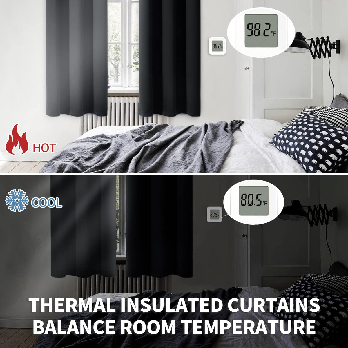 BGment bedroom curtains in living-room setup demonstrate light blocking and ambiance