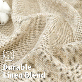 BGment beige linen curtain with eight silver grommets for easy rod mounting.