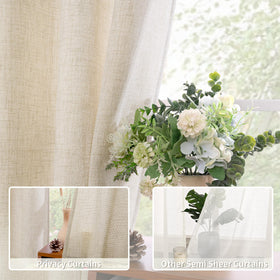 BGment beige linen curtains provide privacy while letting daylight through.