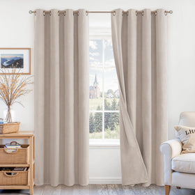 BGment blackout curtains installed in window for bedroom privacy with two panels